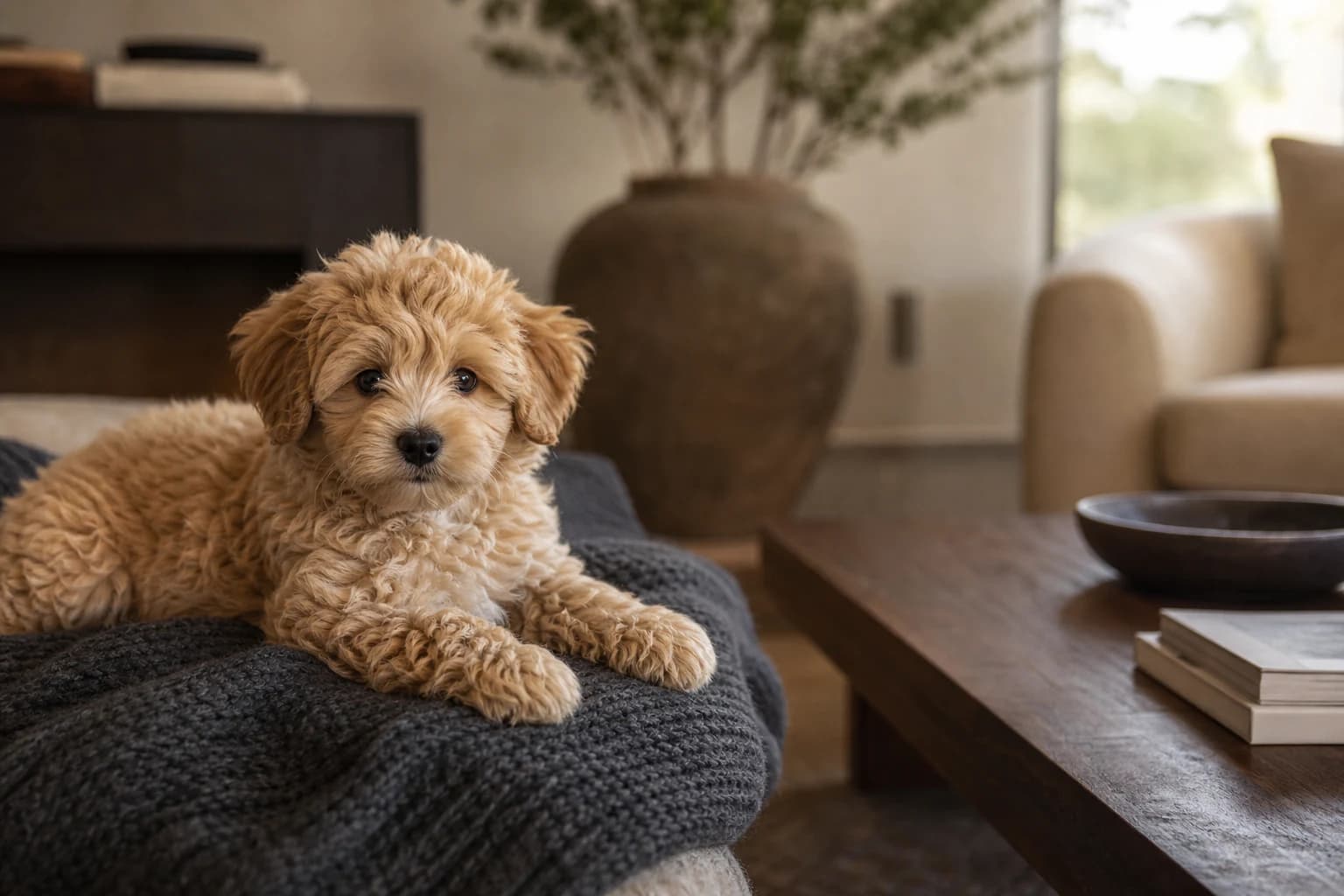 Maltipoo raised at home